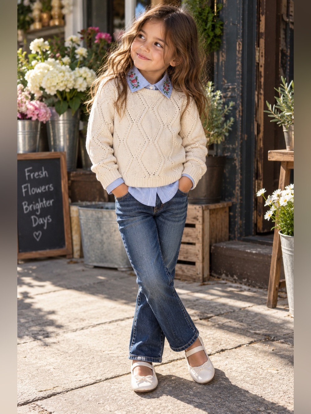 Girls Gap Old Navy 3 Piece Outfit Bundle Embroidered Preppy Size 5